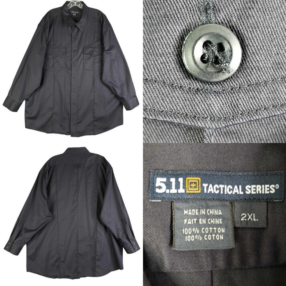 5.11 Tactical Series Button Down Shirt Mens 2XL Black LS Pockets Utility